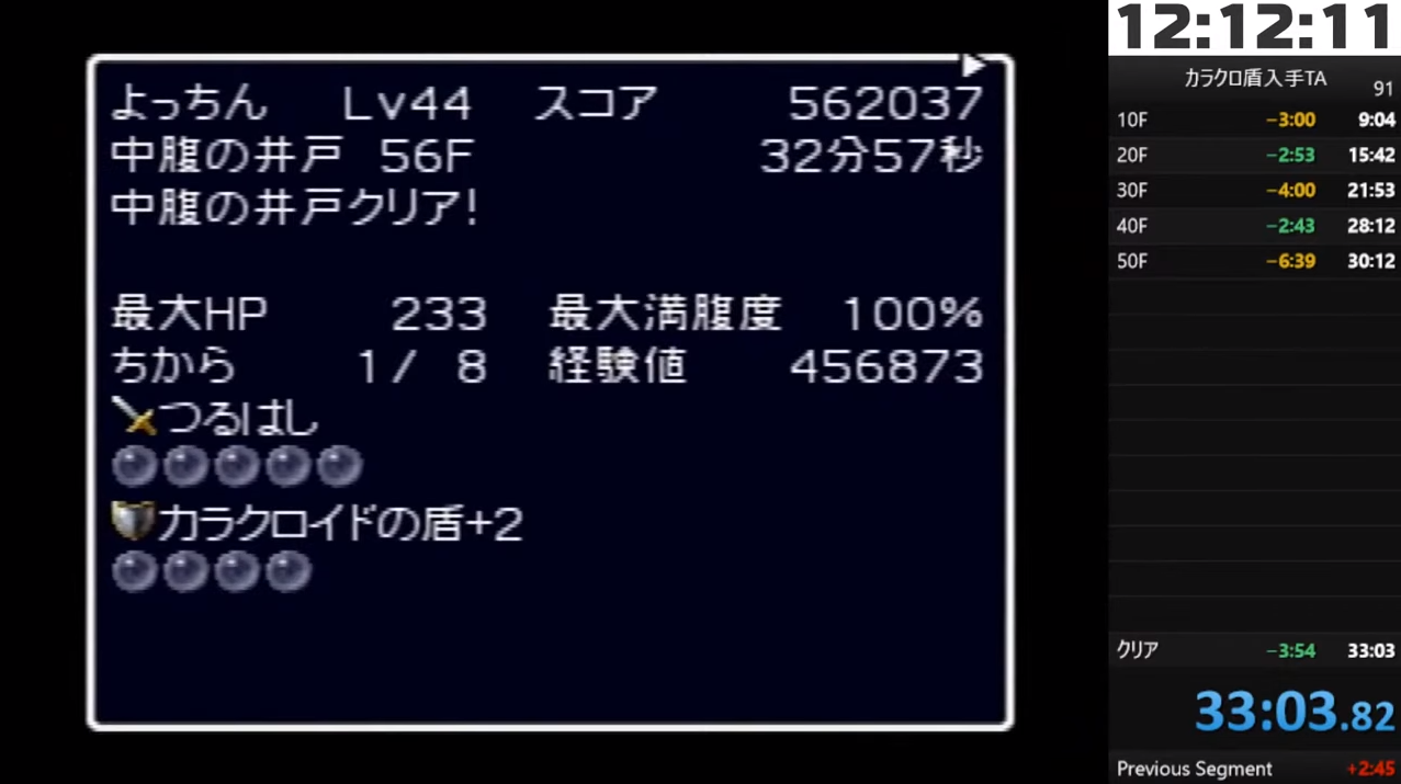 よっつんのプロフィール 風来のシレン2 タイムアタック番付